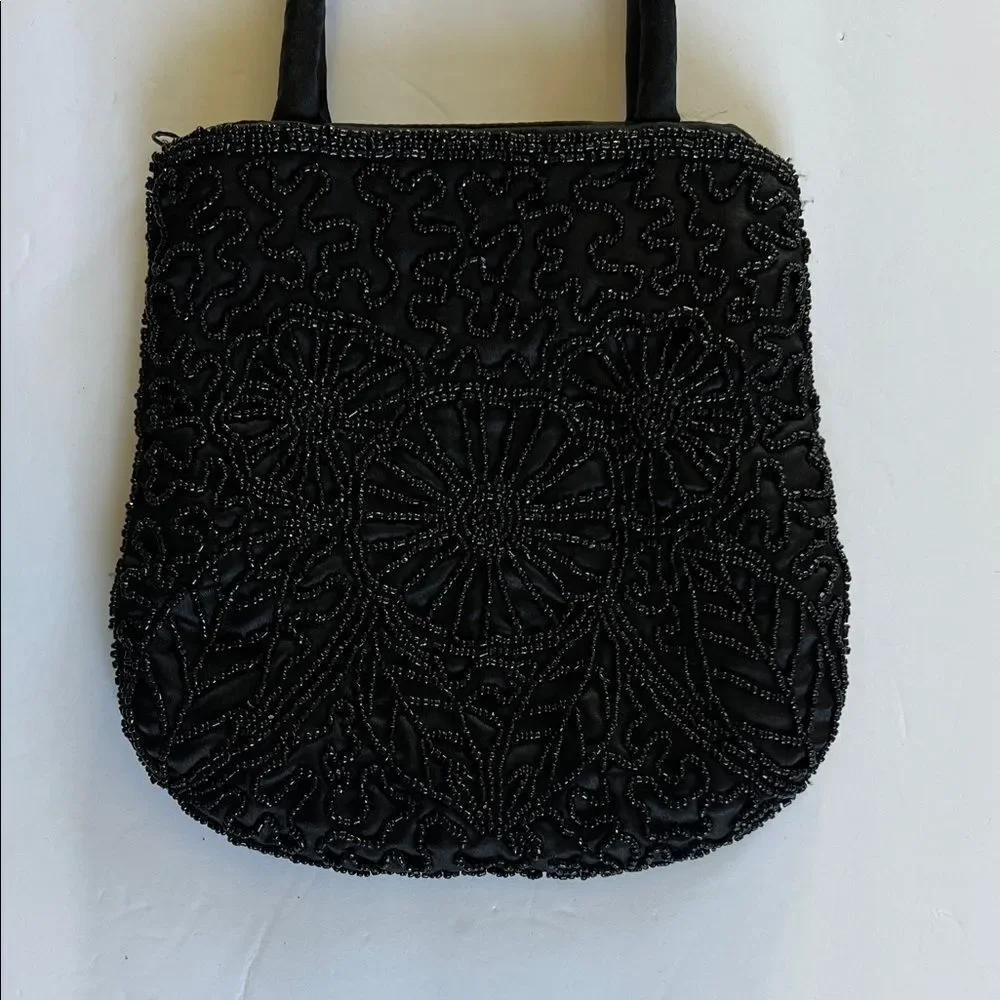 Vintage Y2K Black Beaded evening party Bag made in India